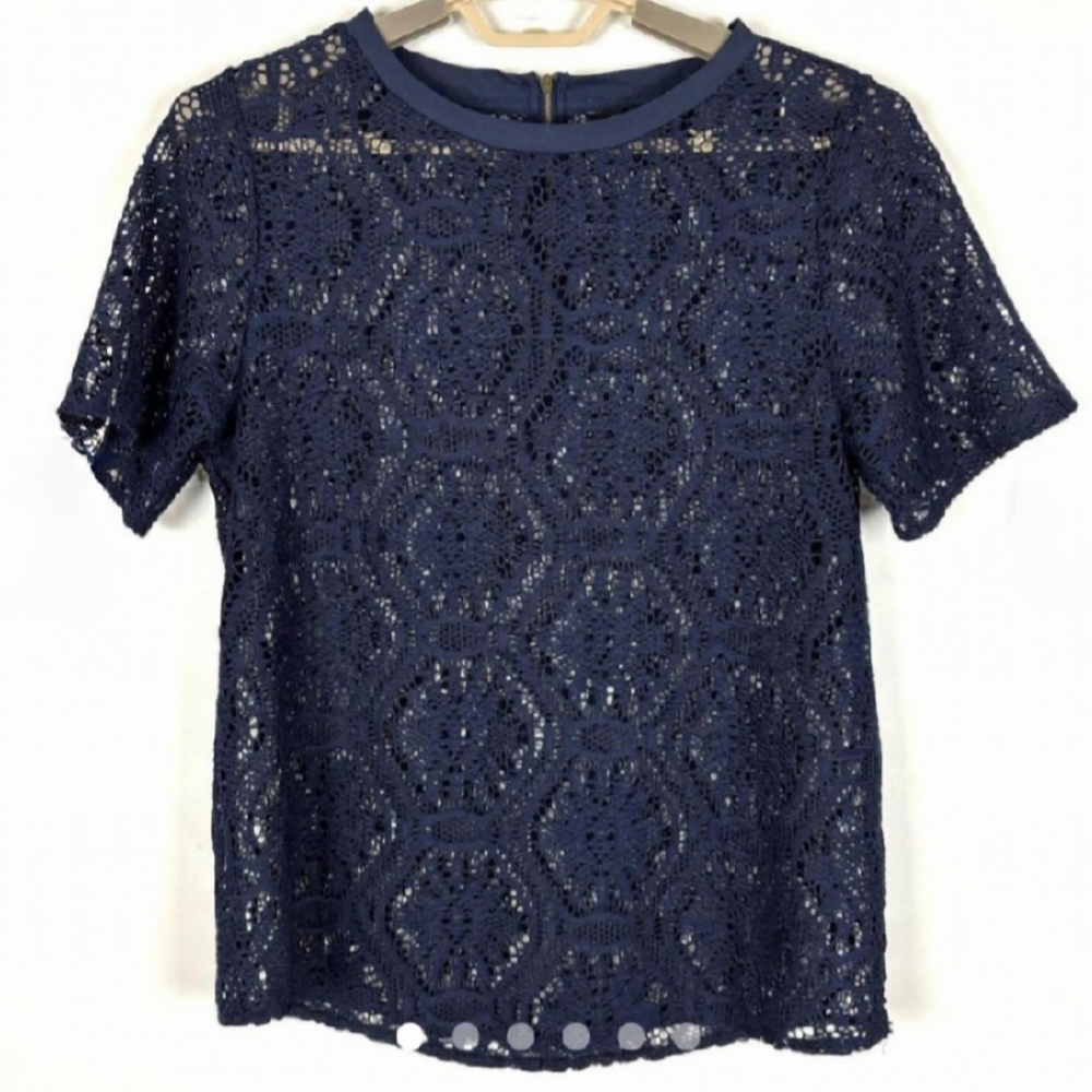 Banana Republic Navy Lace Blouse XL EUC